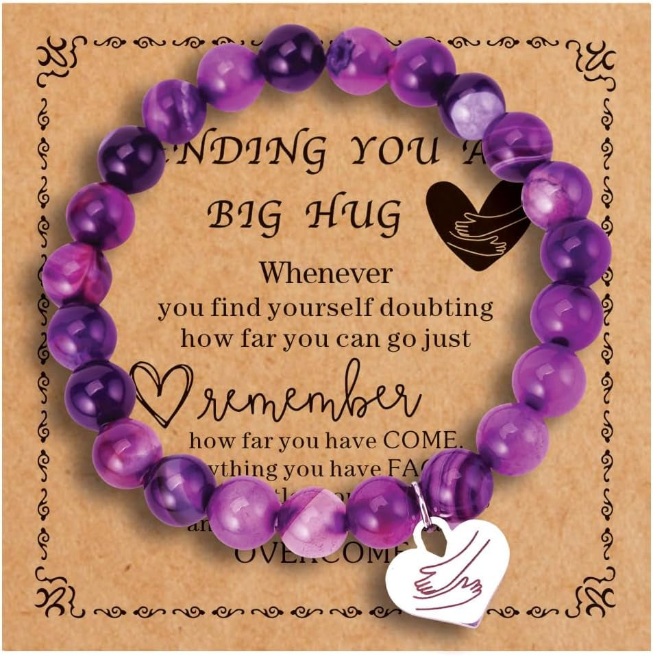 Amethyst Healing Bracelet – Uplifting Gift for Women Facing Illness or Anxiety, “Get Well Soon” Inspiration, Natural Stone Jewelry