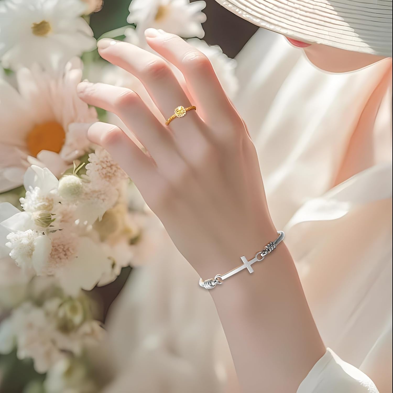 Product Title: Christian Cross Bracelet – “God Is Within Her She Will Not Fall” Bible Verse, Inspirational Stainless Steel Gift for Women, Daughter, Best Friend