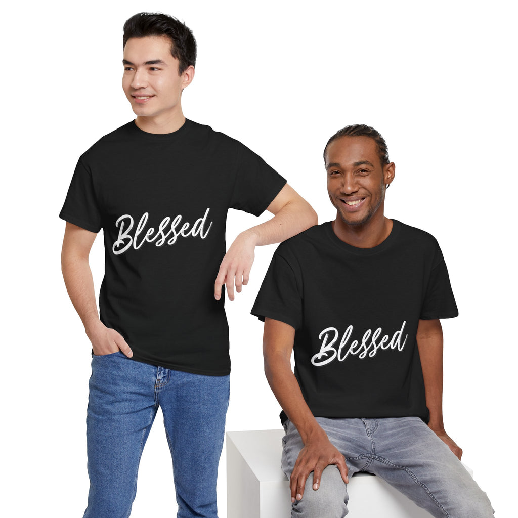 Blessed Lettered T-Shirt – Soft Cotton Tee with Subtle Gratitude Script – A Quiet Reminder of Faith, Grace & Inner Peace