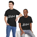 Blessed Lettered T-Shirt – Soft Cotton Tee with Subtle Gratitude Script – A Quiet Reminder of Faith, Grace & Inner Peace