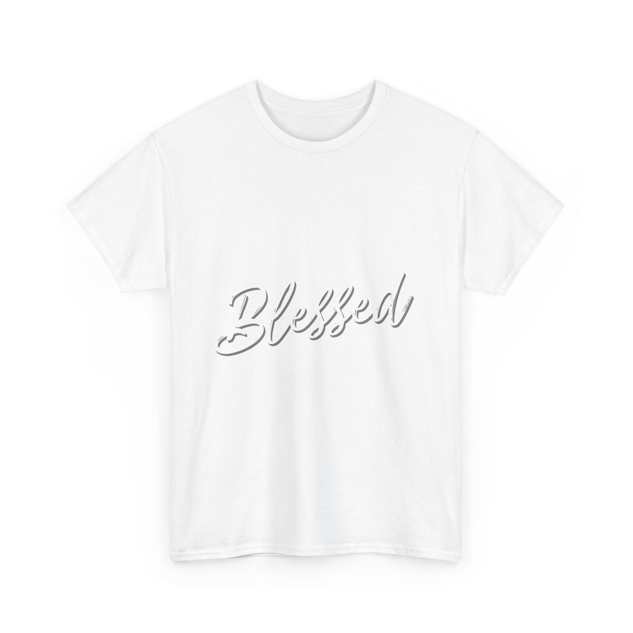 Blessed Lettered T-Shirt – Soft Cotton Tee with Subtle Gratitude Script – A Quiet Reminder of Faith, Grace & Inner Peace