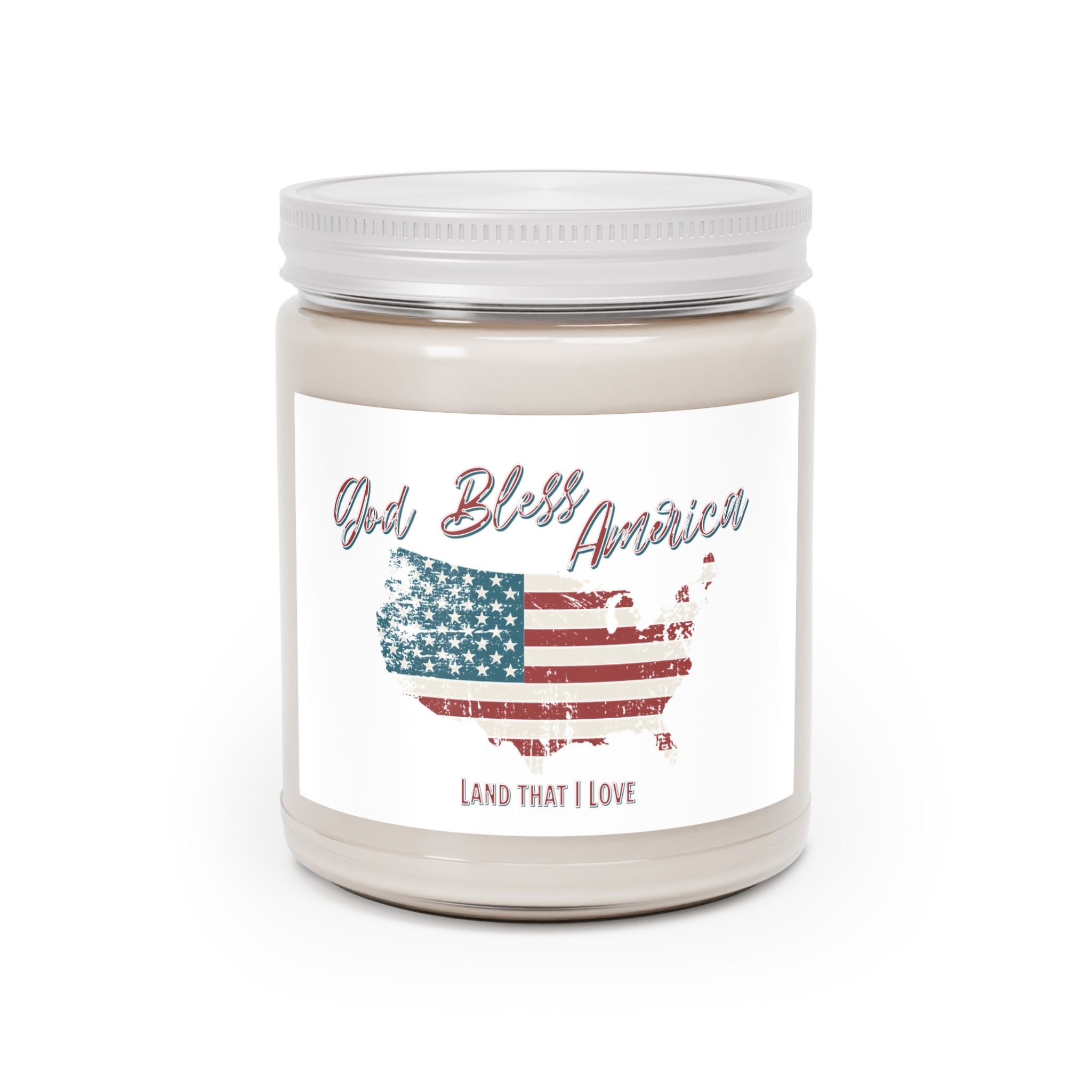 God Bless America Soy Candle – 9oz Patriotic Jar with Vintage Flag Map – A Gentle Glow of Faith, Freedom & Home