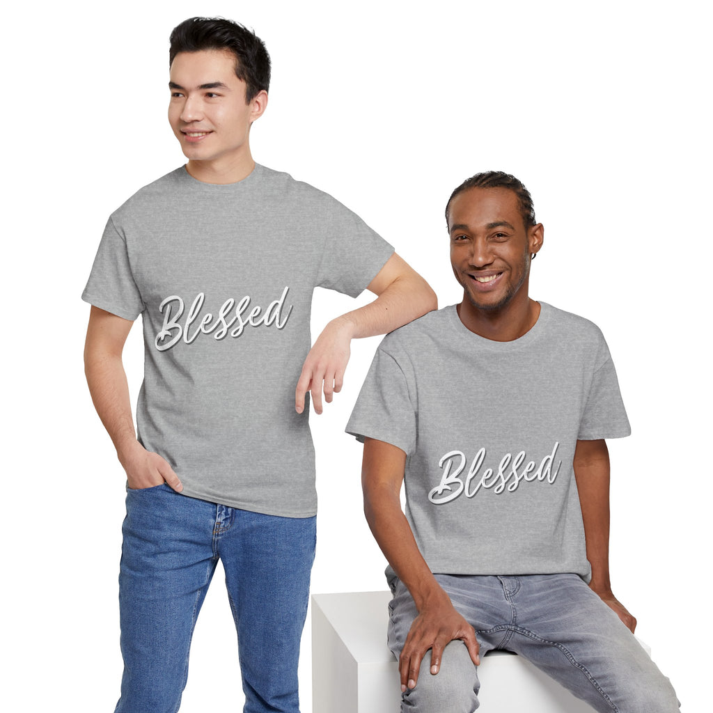 Blessed Lettered T-Shirt – Soft Cotton Tee with Subtle Gratitude Script – A Quiet Reminder of Faith, Grace & Inner Peace