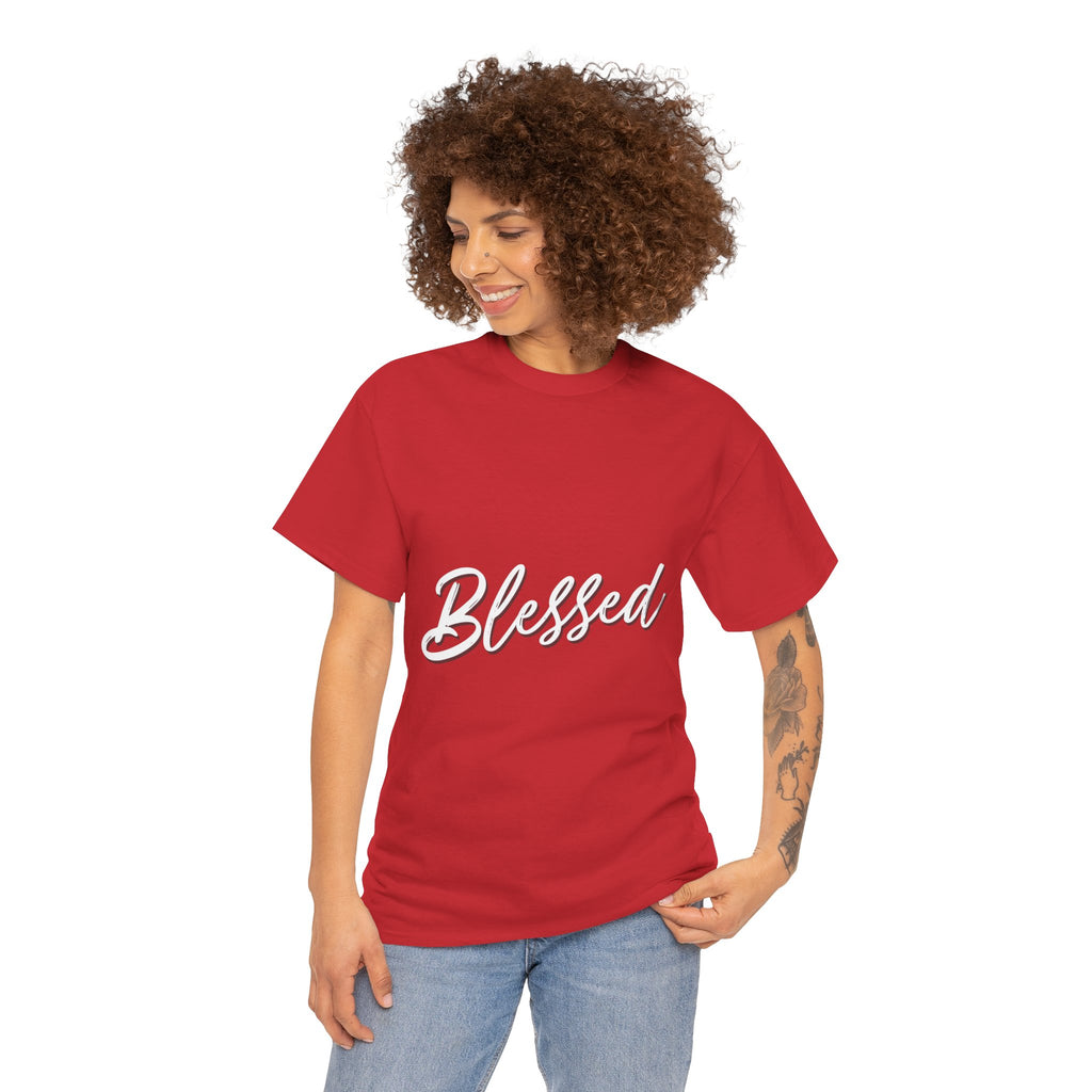 Blessed Lettered T-Shirt – Soft Cotton Tee with Subtle Gratitude Script – A Quiet Reminder of Faith, Grace & Inner Peace