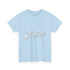 Blessed Lettered T-Shirt – Soft Cotton Tee with Subtle Gratitude Script – A Quiet Reminder of Faith, Grace & Inner Peace