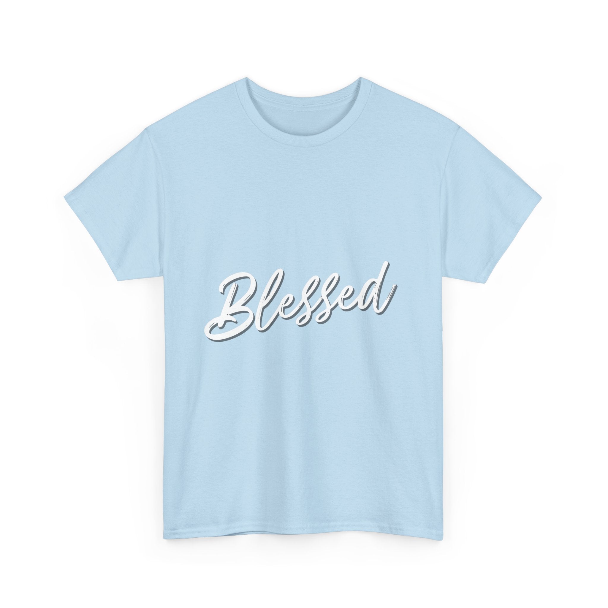 Blessed Lettered T-Shirt – Soft Cotton Tee with Subtle Gratitude Script – A Quiet Reminder of Faith, Grace & Inner Peace