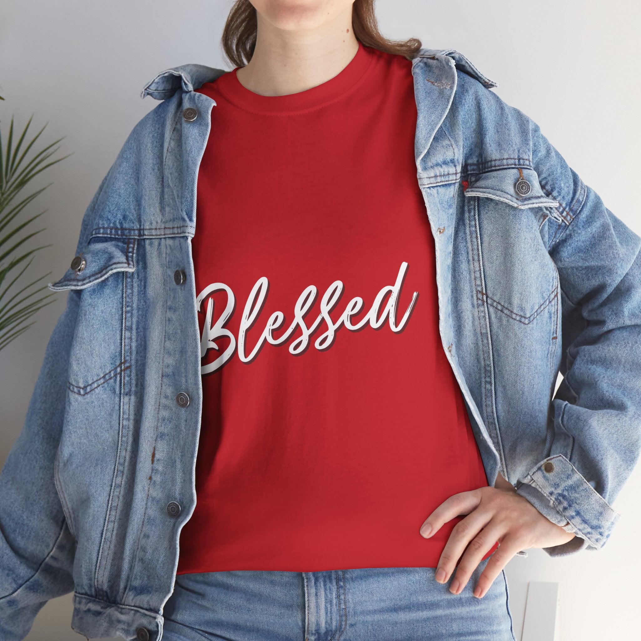 Blessed Lettered T-Shirt – Soft Cotton Tee with Subtle Gratitude Script – A Quiet Reminder of Faith, Grace & Inner Peace
