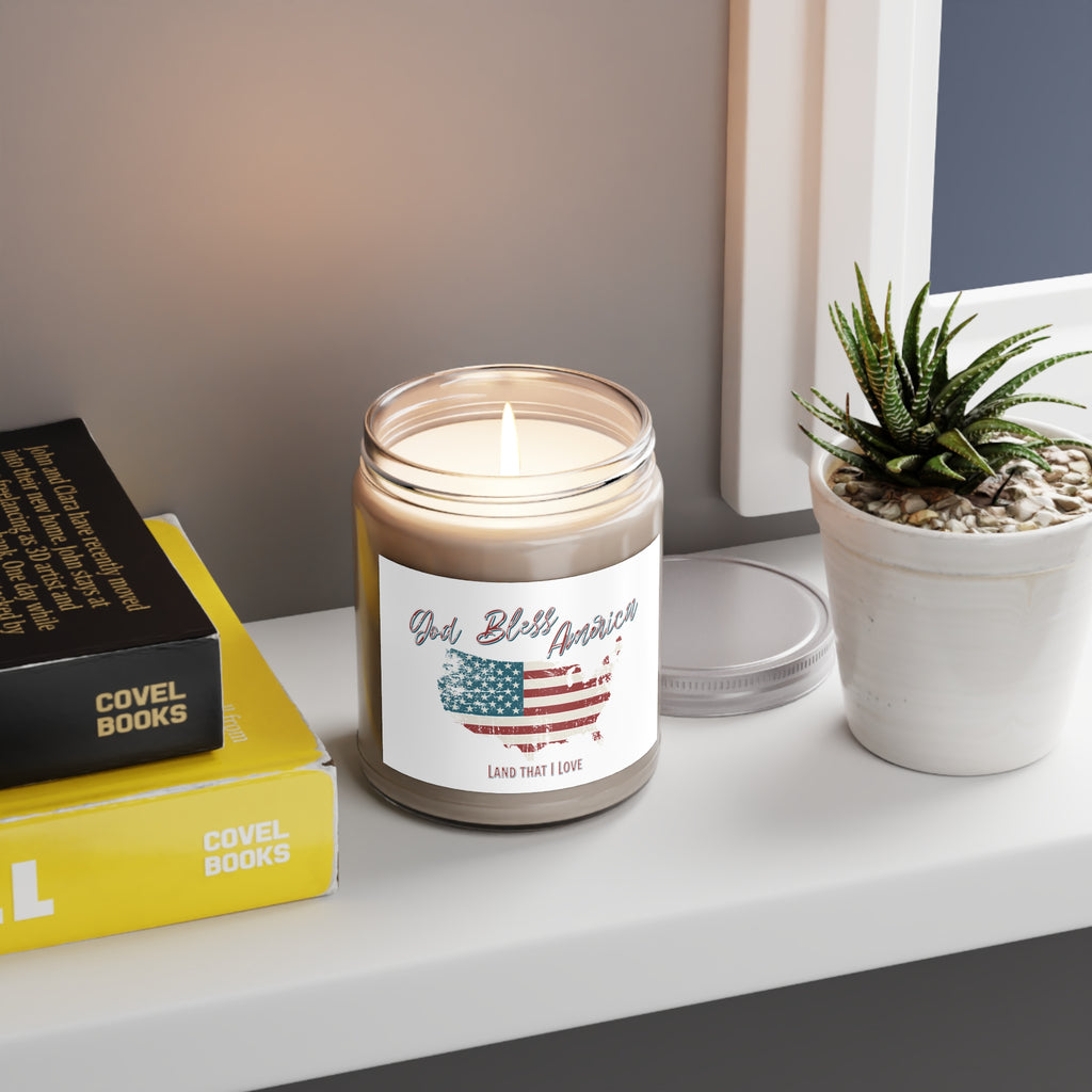 God Bless America Soy Candle – 9oz Patriotic Jar with Vintage Flag Map – A Gentle Glow of Faith, Freedom & Home