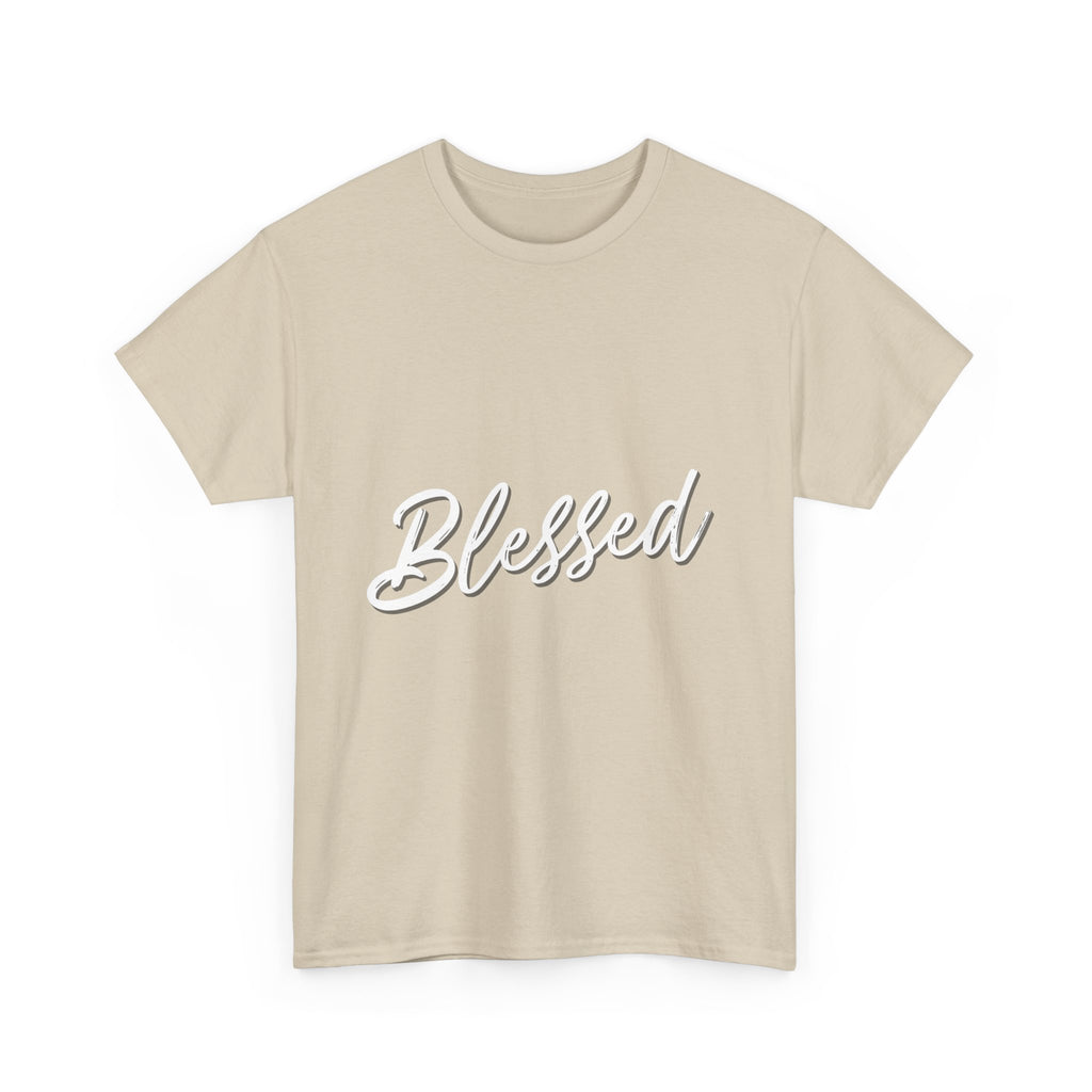 Blessed Lettered T-Shirt – Soft Cotton Tee with Subtle Gratitude Script – A Quiet Reminder of Faith, Grace & Inner Peace