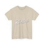 Blessed Lettered T-Shirt – Soft Cotton Tee with Subtle Gratitude Script – A Quiet Reminder of Faith, Grace & Inner Peace