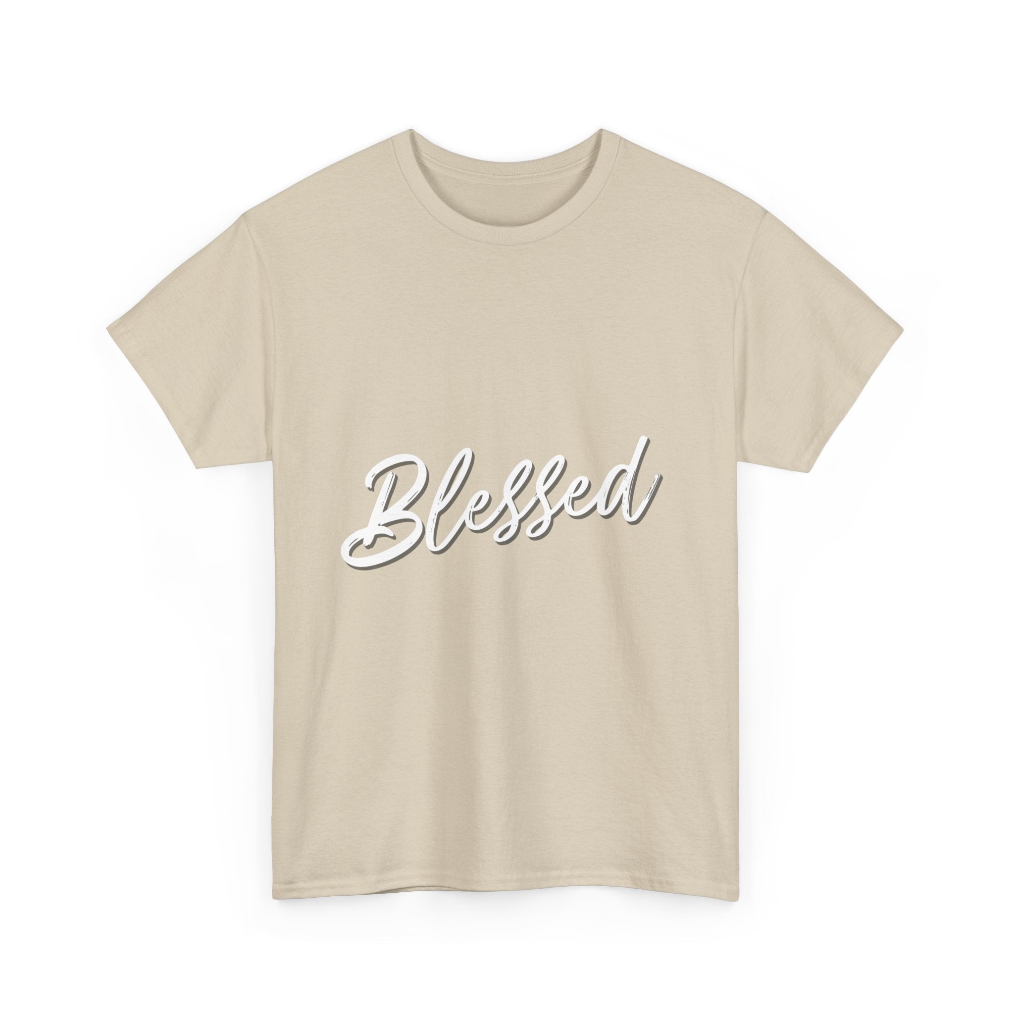 Blessed Lettered T-Shirt – Soft Cotton Tee with Subtle Gratitude Script – A Quiet Reminder of Faith, Grace & Inner Peace