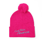 God Bless America Embroidered Pom-Pom Knit Cap – Cozy Patriotic Beanie with Vintage Sentiment