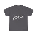 Blessed Lettered T-Shirt – Soft Cotton Tee with Subtle Gratitude Script – A Quiet Reminder of Faith, Grace & Inner Peace