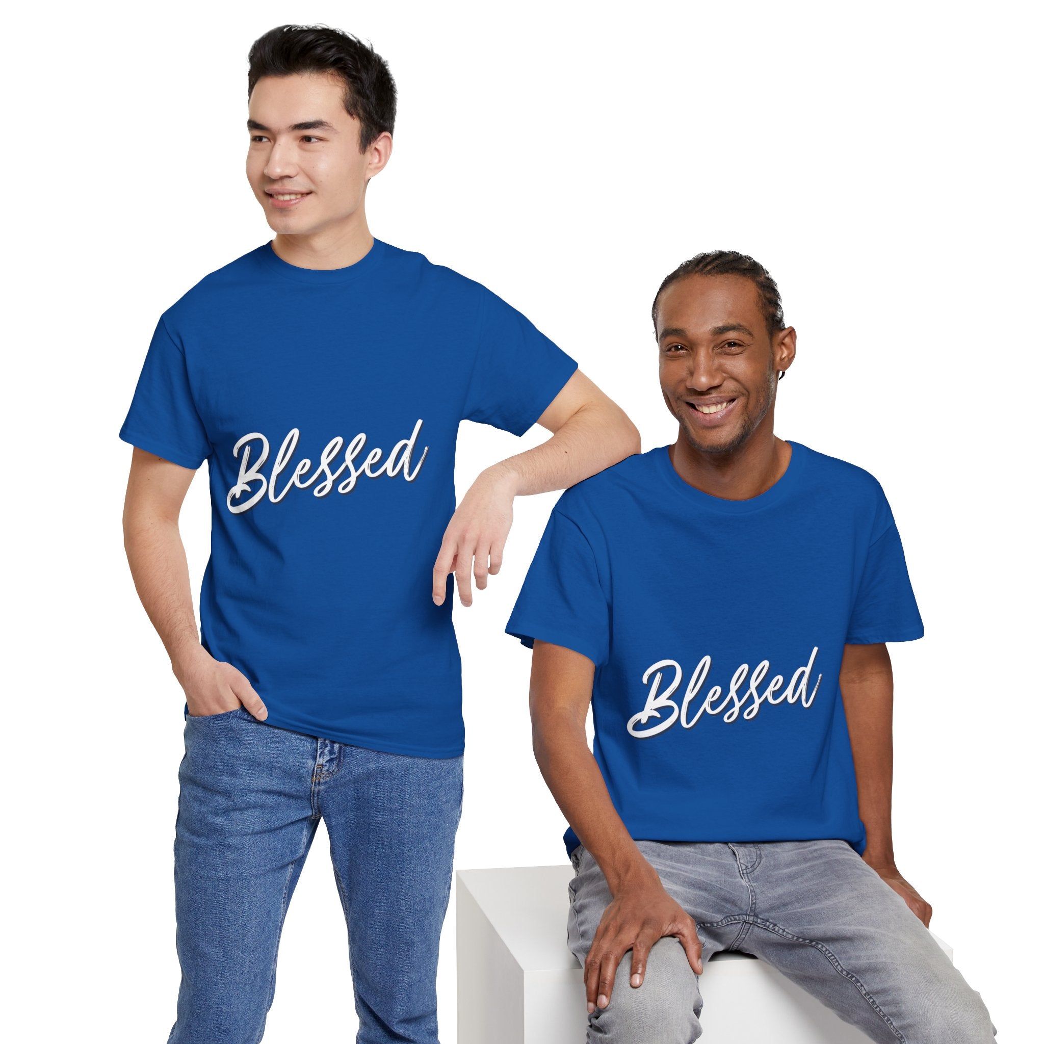 Blessed Lettered T-Shirt – Soft Cotton Tee with Subtle Gratitude Script – A Quiet Reminder of Faith, Grace & Inner Peace