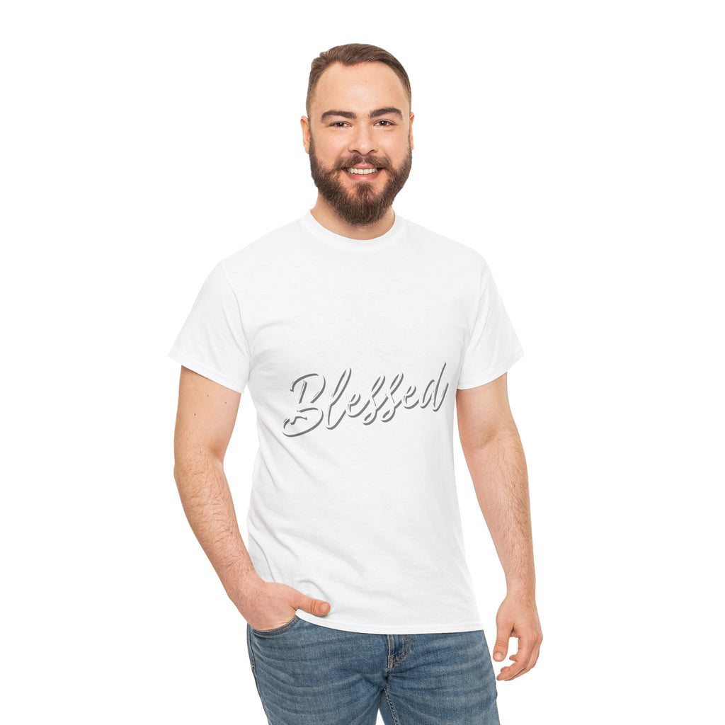Blessed Lettered T-Shirt – Soft Cotton Tee with Subtle Gratitude Script – A Quiet Reminder of Faith, Grace & Inner Peace