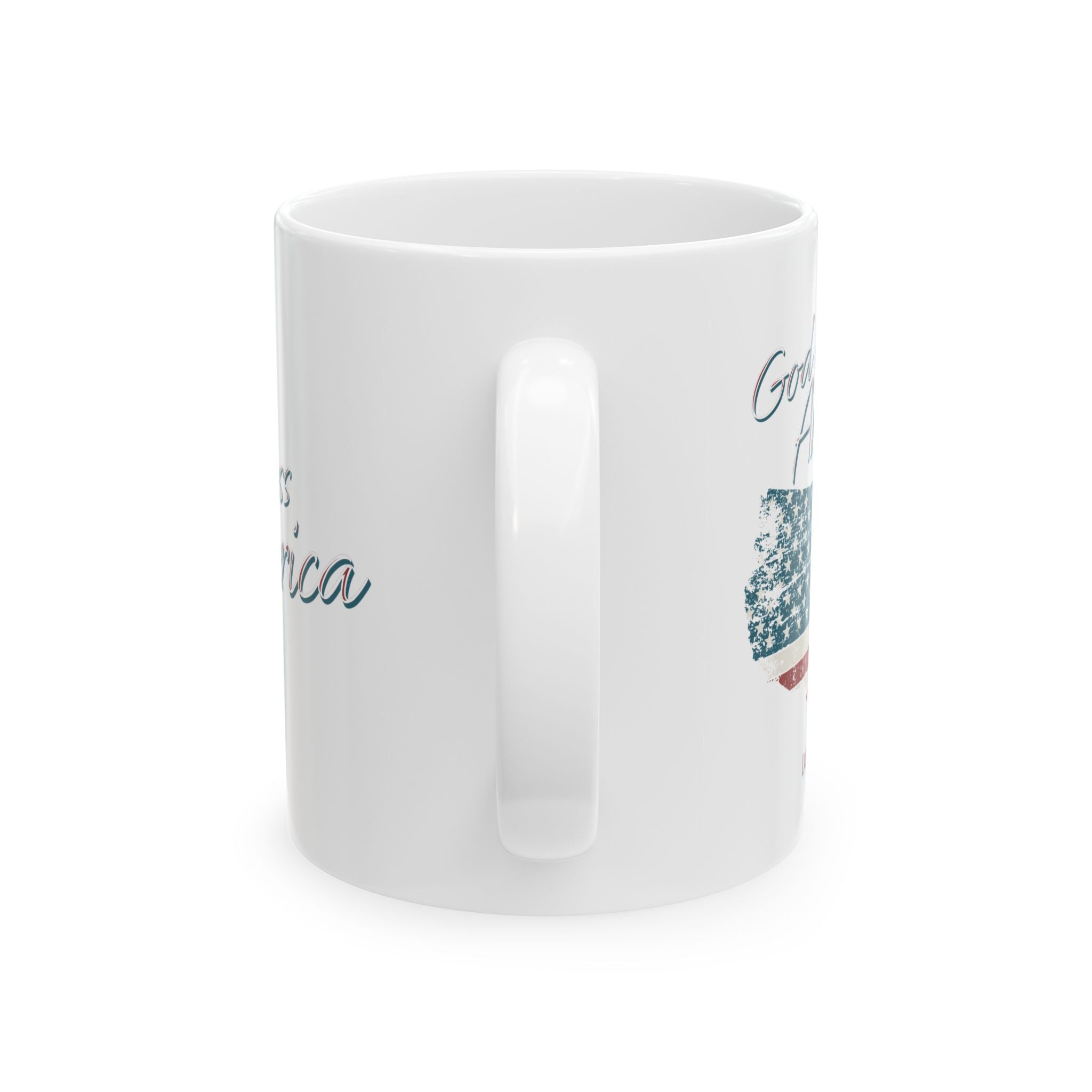 God Bless America Patriotic Ceramic Mug – Vintage Flag Design, 11oz or 15oz – A Quiet Morning Prayer for Faith, Freedom & Home