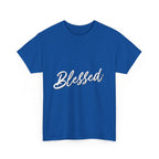 Blessed Lettered T-Shirt – Soft Cotton Tee with Subtle Gratitude Script – A Quiet Reminder of Faith, Grace & Inner Peace