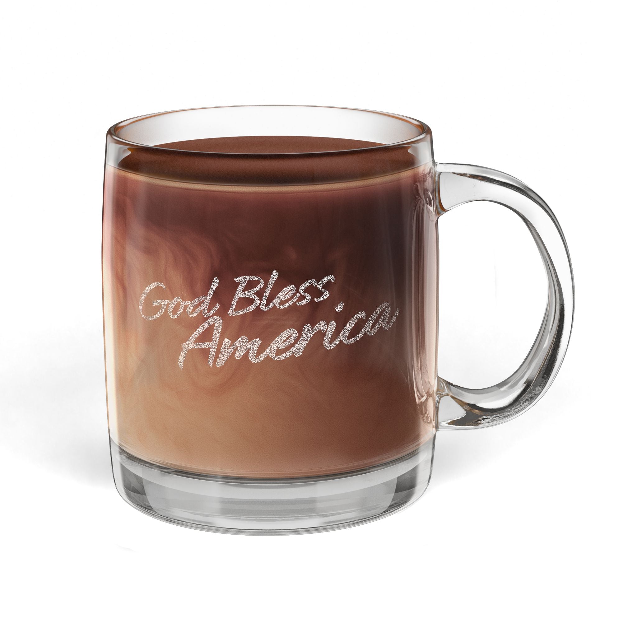 God Bless America Engraved Glass Coffee Mug – 12.25oz Patriotic Clear Glass – A Quiet Daily Prayer for Faith, Freedom & Gratitude