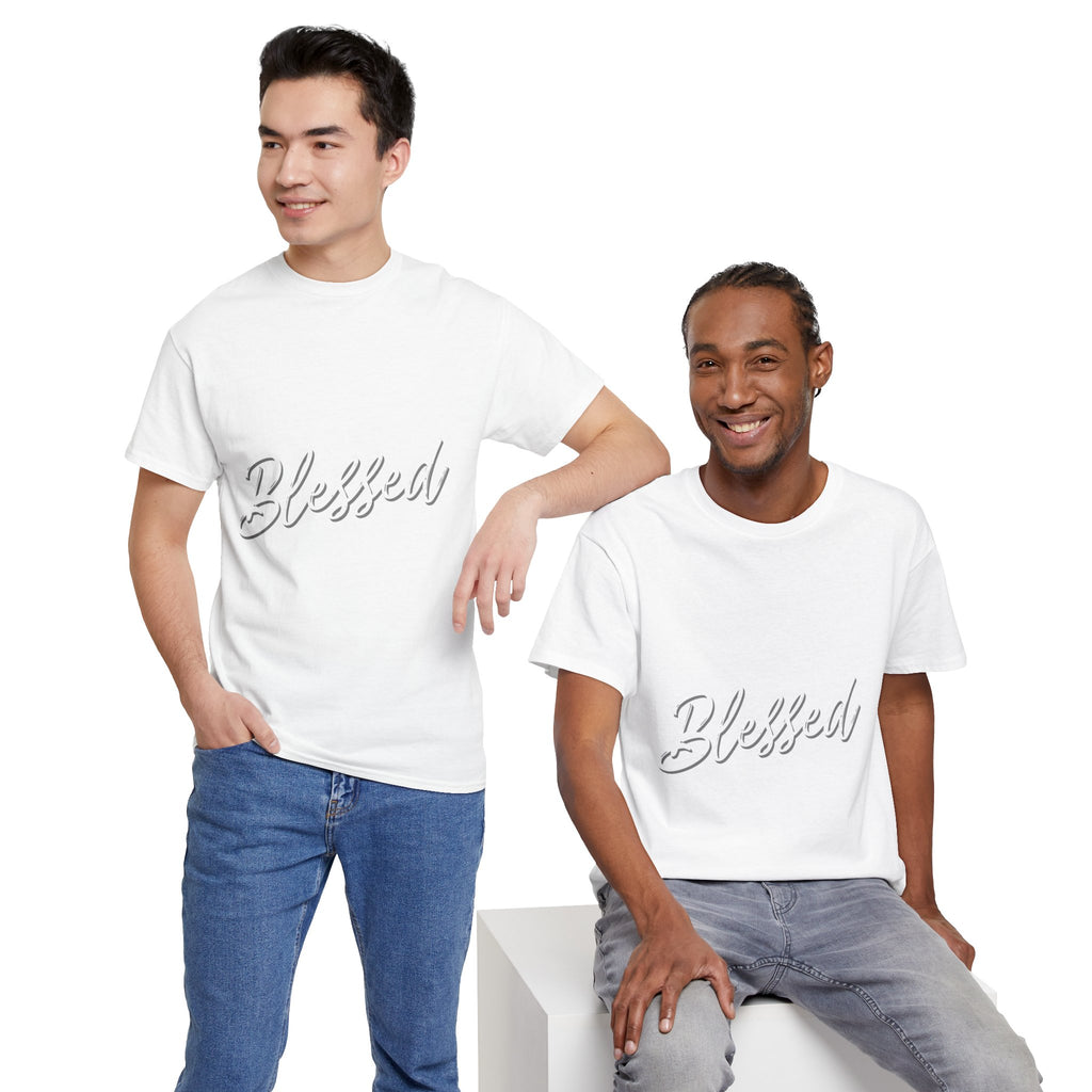 Blessed Lettered T-Shirt – Soft Cotton Tee with Subtle Gratitude Script – A Quiet Reminder of Faith, Grace & Inner Peace