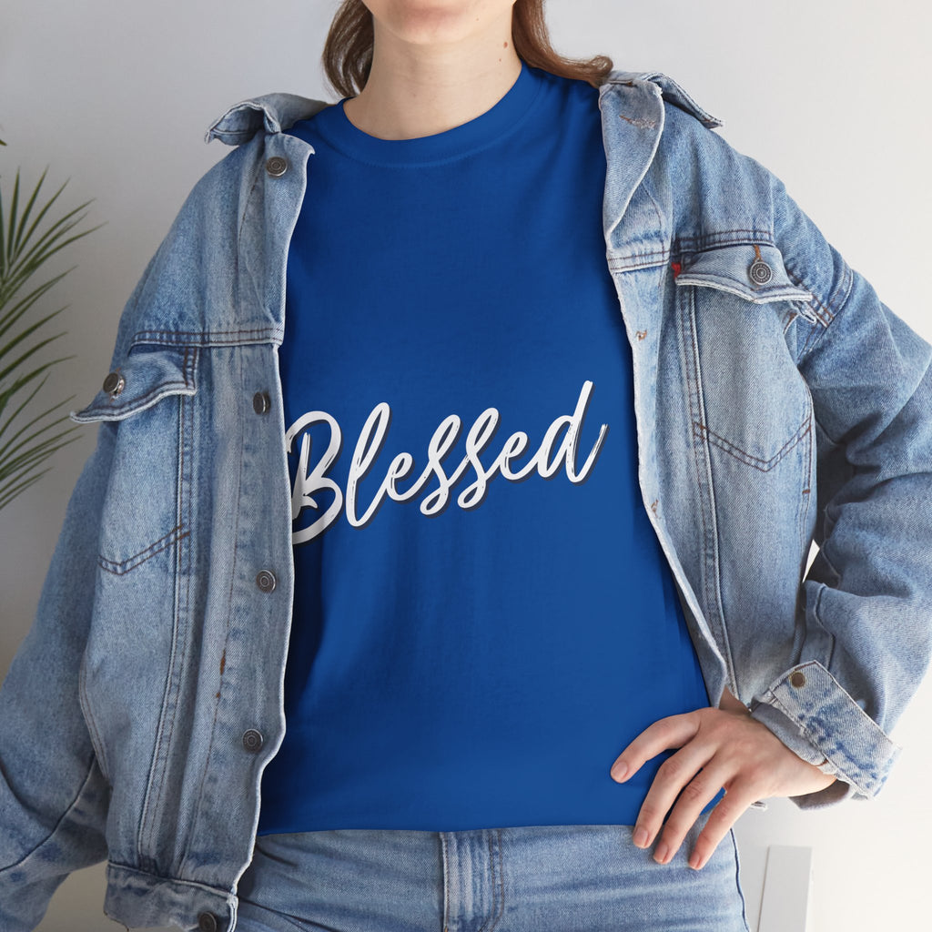 Blessed Lettered T-Shirt – Soft Cotton Tee with Subtle Gratitude Script – A Quiet Reminder of Faith, Grace & Inner Peace