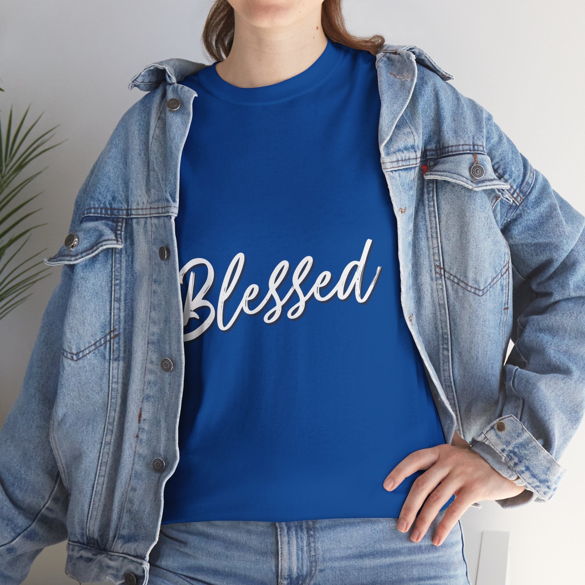 Blessed Lettered T-Shirt – Soft Cotton Tee with Subtle Gratitude Script – A Quiet Reminder of Faith, Grace & Inner Peace
