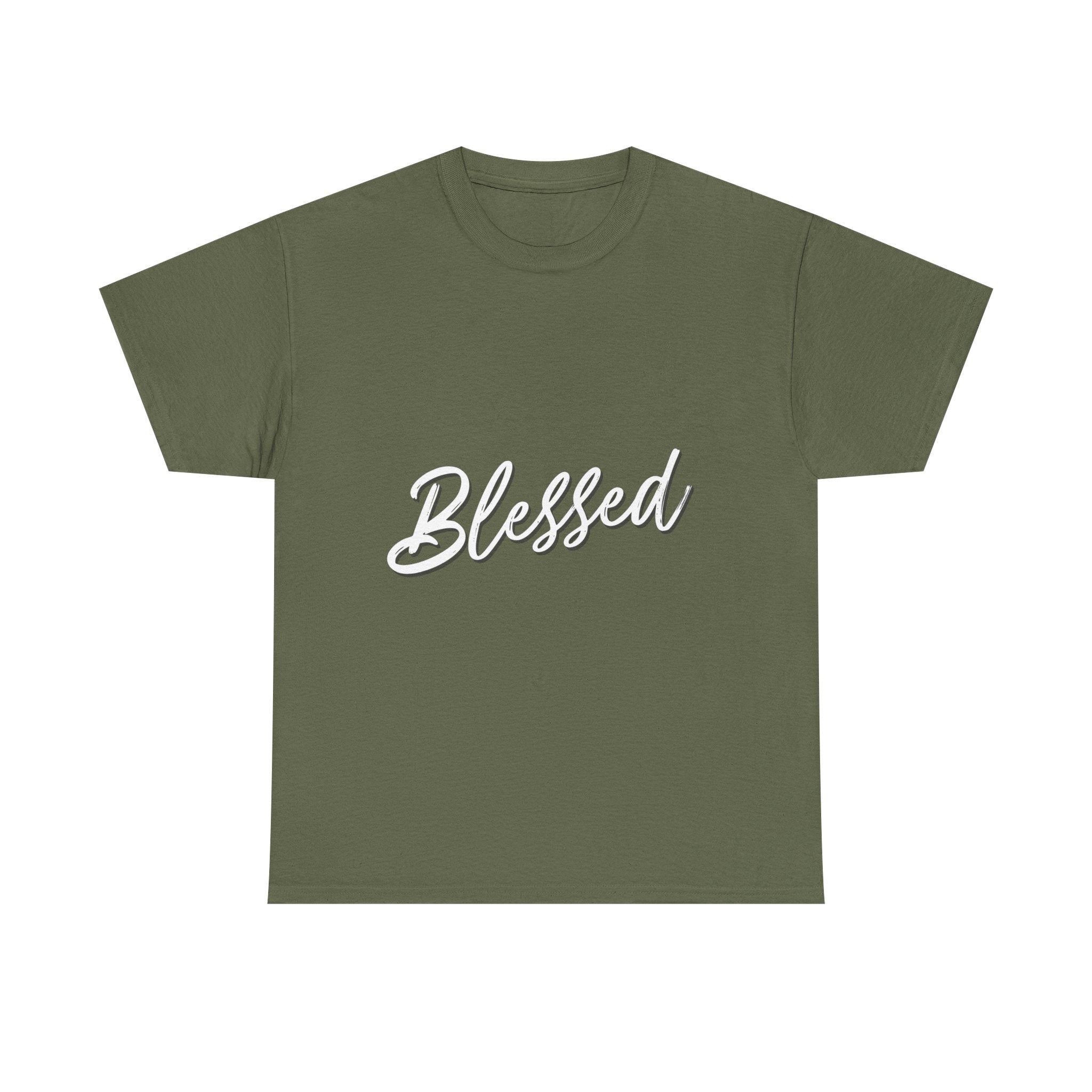 Blessed Lettered T-Shirt – Soft Cotton Tee with Subtle Gratitude Script – A Quiet Reminder of Faith, Grace & Inner Peace