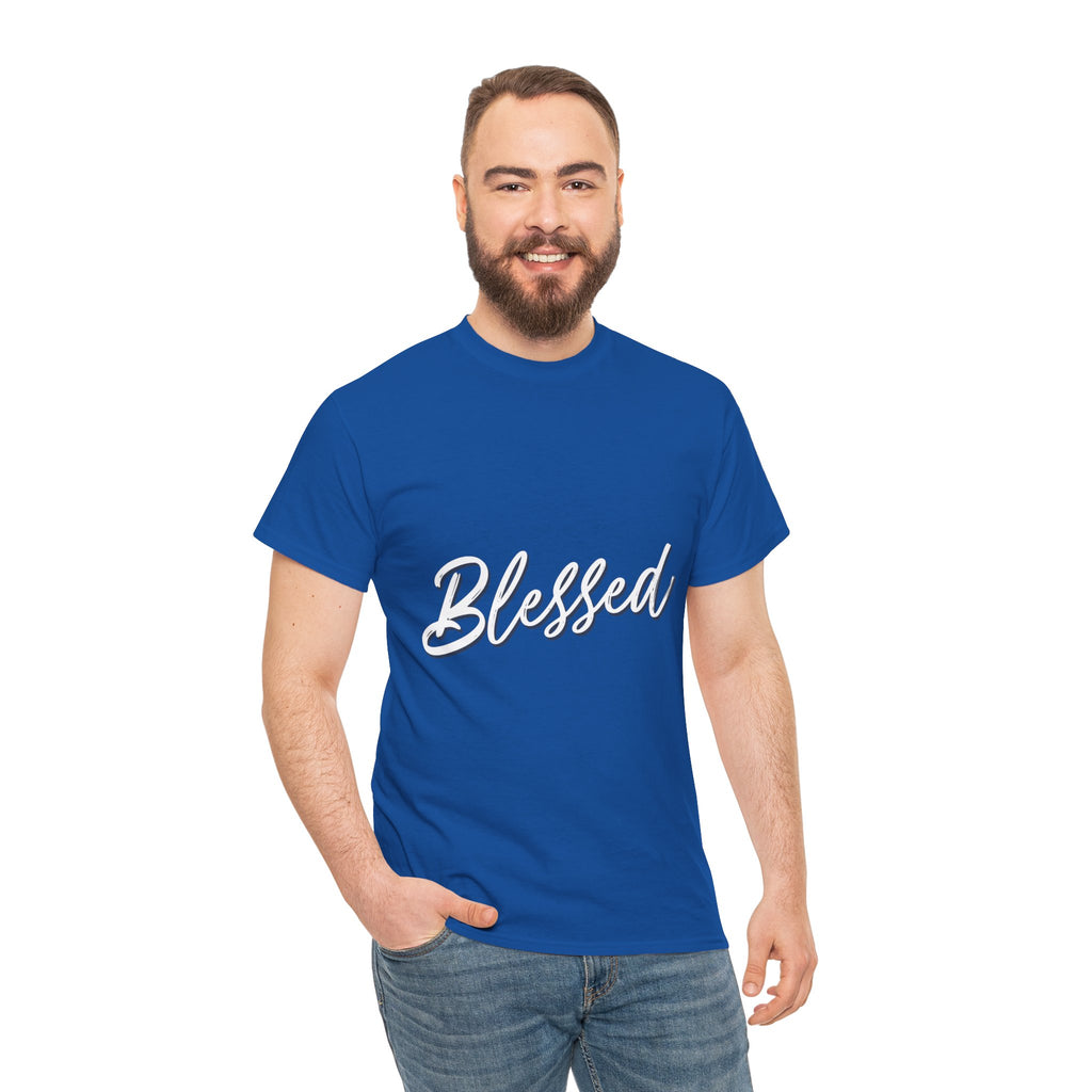 Blessed Lettered T-Shirt – Soft Cotton Tee with Subtle Gratitude Script – A Quiet Reminder of Faith, Grace & Inner Peace