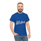 Blessed Lettered T-Shirt – Soft Cotton Tee with Subtle Gratitude Script – A Quiet Reminder of Faith, Grace & Inner Peace