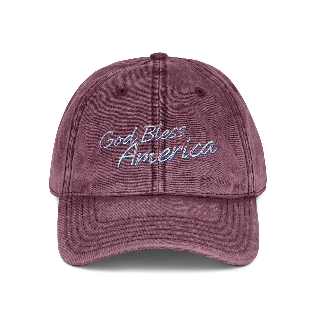 God Bless America Vintage Embroidered Cap – Distressed Patriotic Hat – A Quiet Badge of Faith, Freedom & Everyday Gratitude