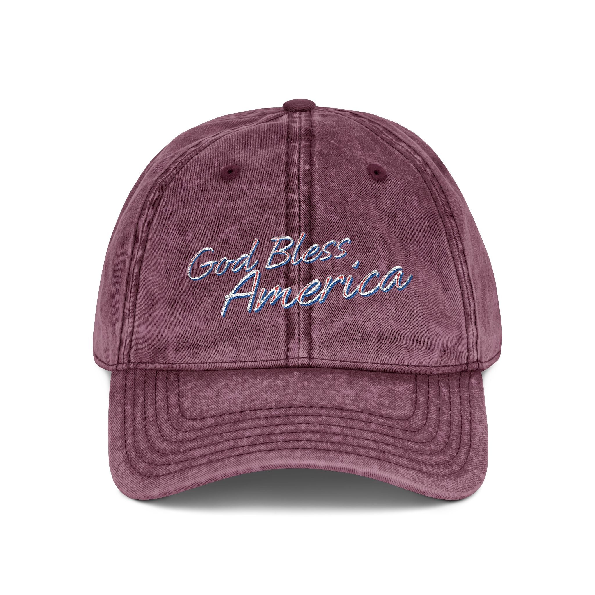 God Bless America Vintage Embroidered Cap – Distressed Patriotic Hat – A Quiet Badge of Faith, Freedom & Everyday Gratitude