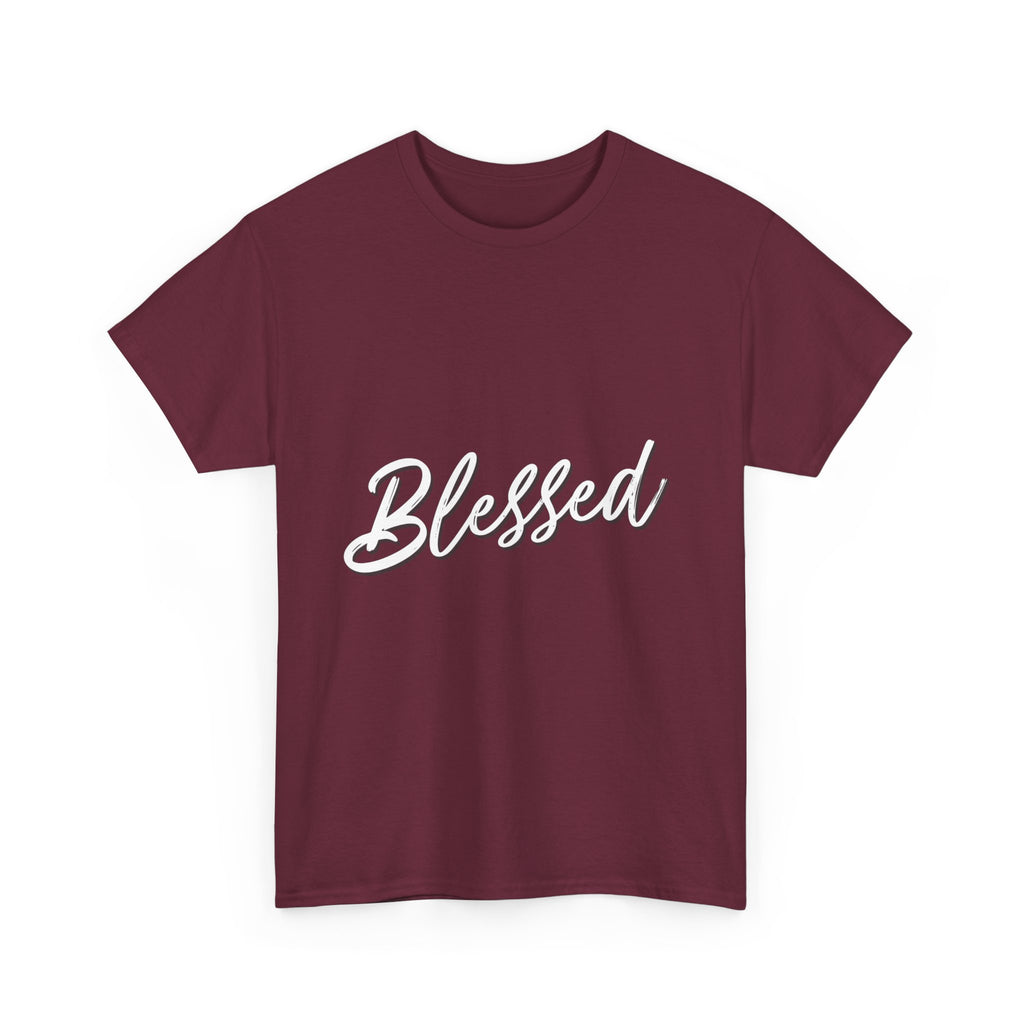 Blessed Lettered T-Shirt – Soft Cotton Tee with Subtle Gratitude Script – A Quiet Reminder of Faith, Grace & Inner Peace
