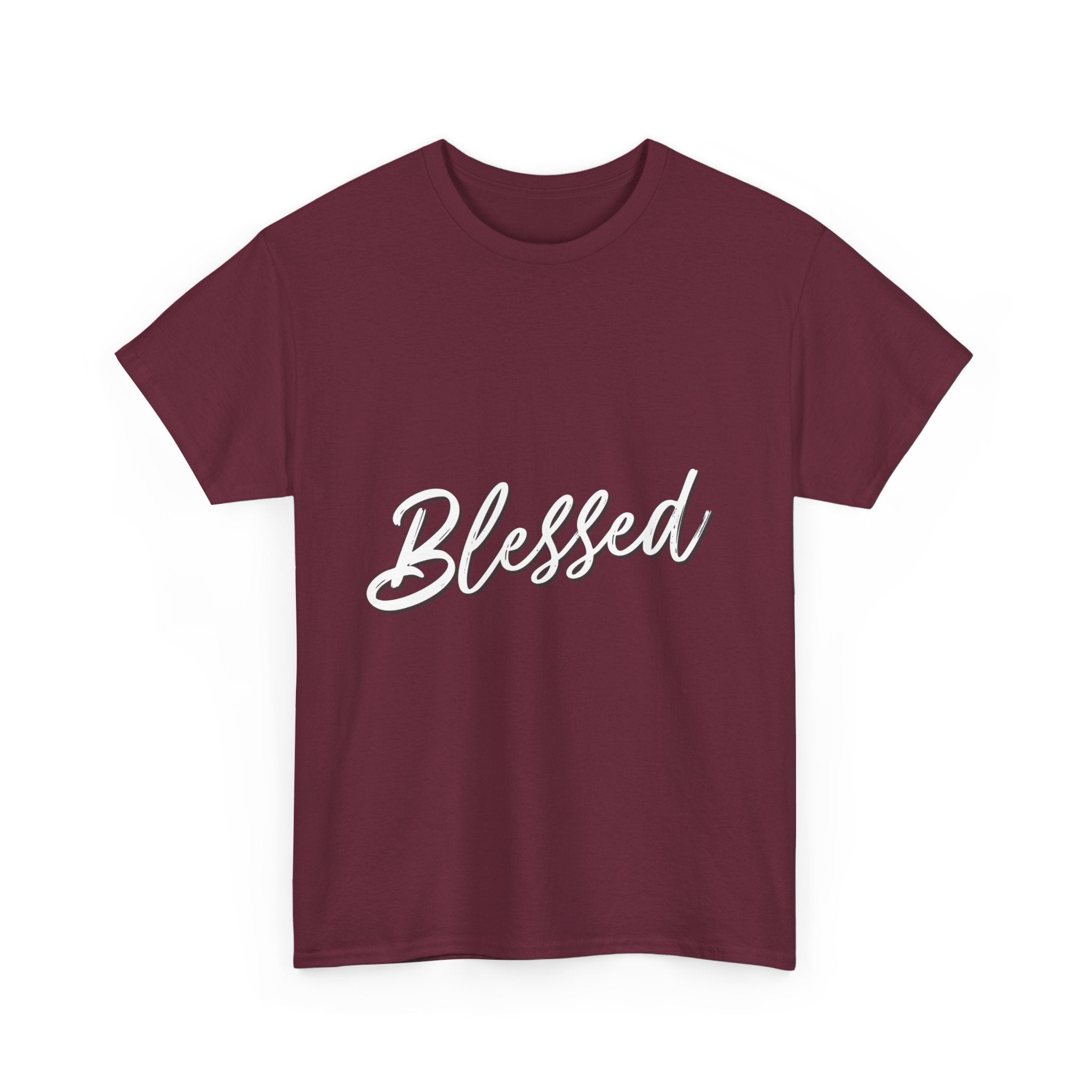 Blessed Lettered T-Shirt – Soft Cotton Tee with Subtle Gratitude Script – A Quiet Reminder of Faith, Grace & Inner Peace