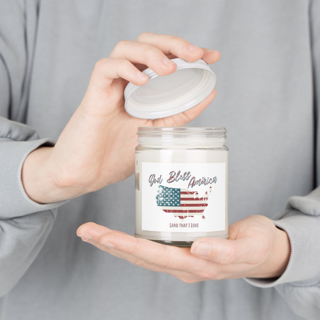 God Bless America Soy Candle – 9oz Patriotic Jar with Vintage Flag Map – A Gentle Glow of Faith, Freedom & Home