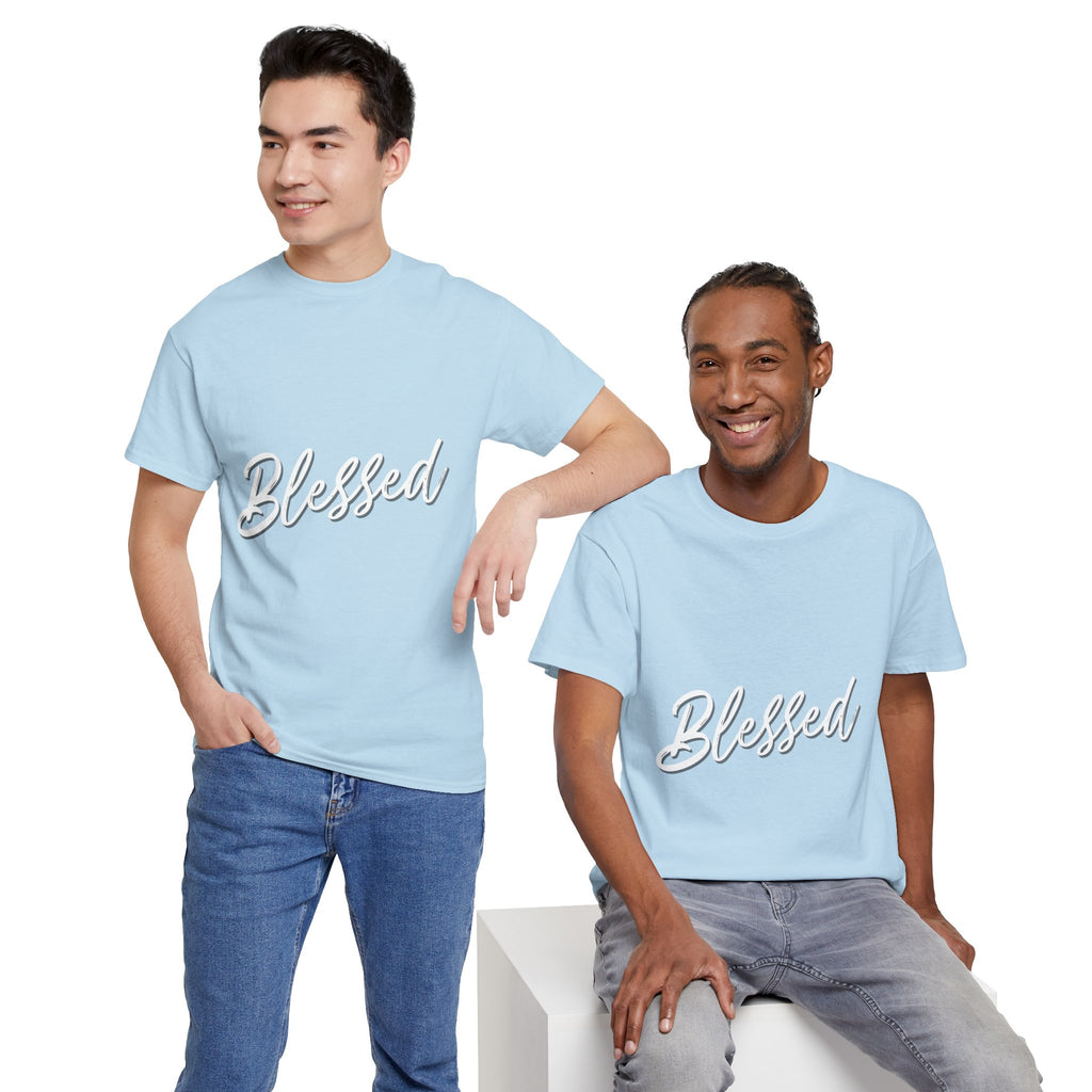 Blessed Lettered T-Shirt – Soft Cotton Tee with Subtle Gratitude Script – A Quiet Reminder of Faith, Grace & Inner Peace