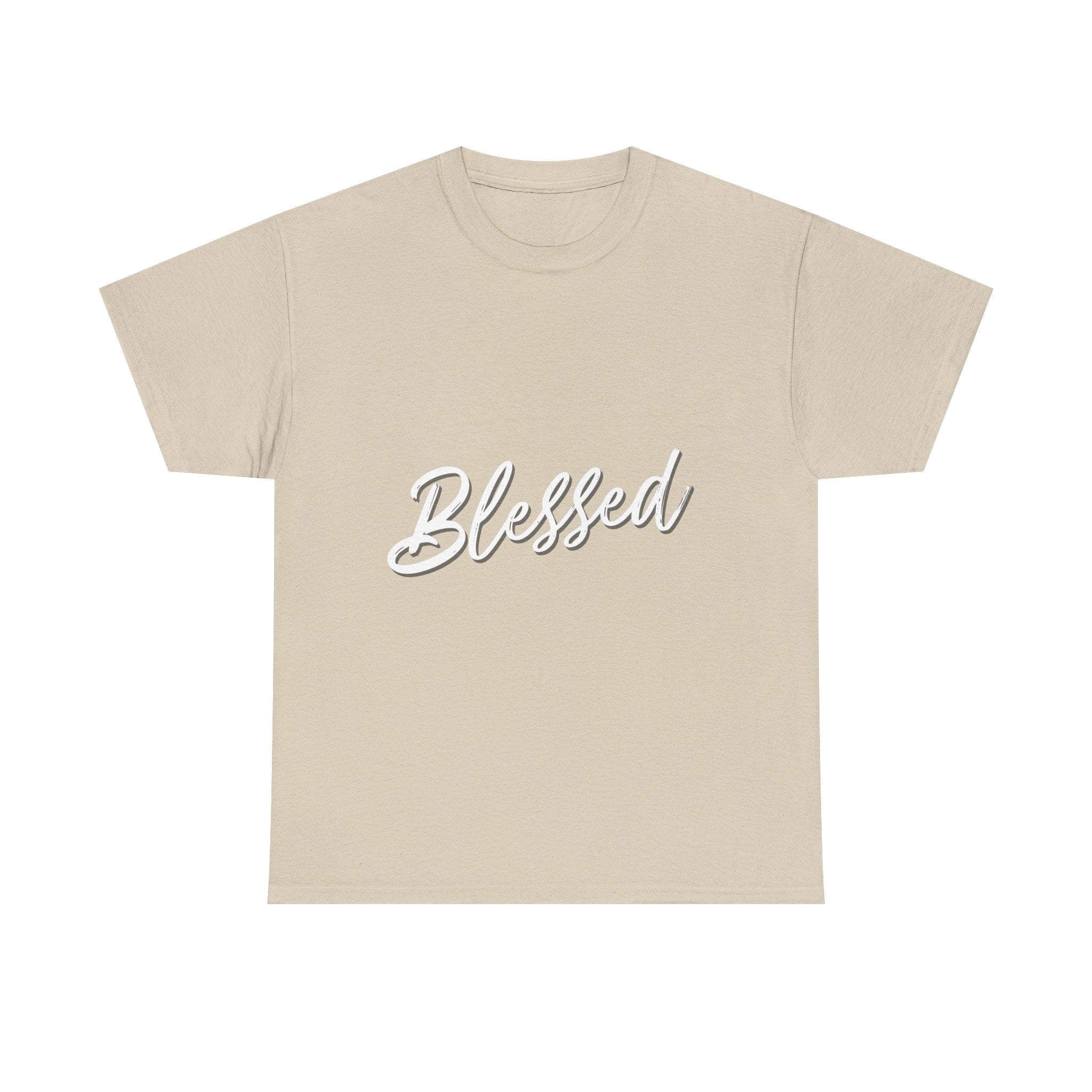 Blessed Lettered T-Shirt – Soft Cotton Tee with Subtle Gratitude Script – A Quiet Reminder of Faith, Grace & Inner Peace