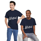 Blessed Lettered T-Shirt – Soft Cotton Tee with Subtle Gratitude Script – A Quiet Reminder of Faith, Grace & Inner Peace