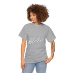 Blessed Lettered T-Shirt – Soft Cotton Tee with Subtle Gratitude Script – A Quiet Reminder of Faith, Grace & Inner Peace