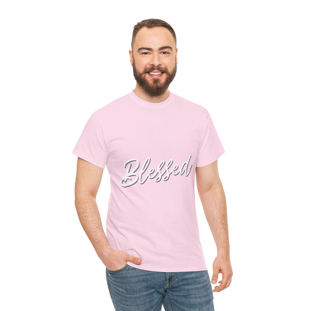 Blessed Lettered T-Shirt – Soft Cotton Tee with Subtle Gratitude Script – A Quiet Reminder of Faith, Grace & Inner Peace