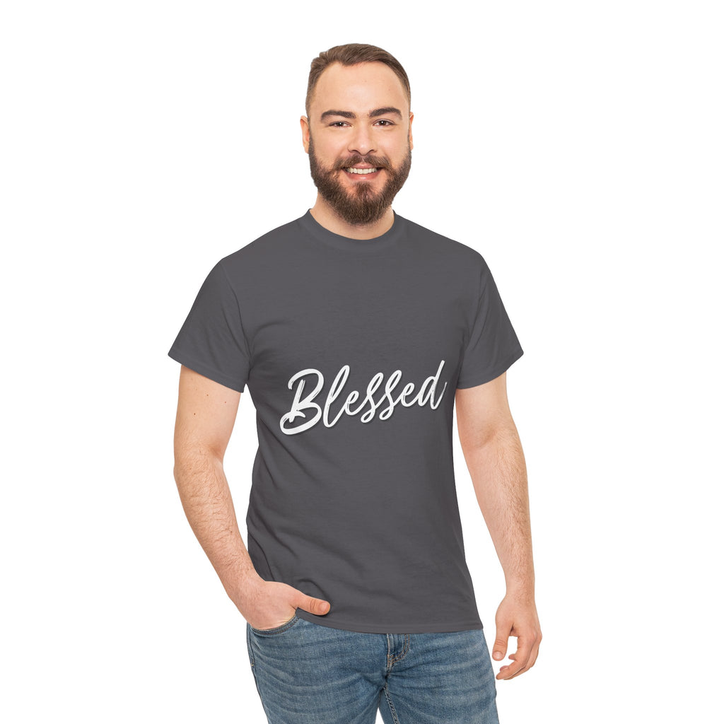 Blessed Lettered T-Shirt – Soft Cotton Tee with Subtle Gratitude Script – A Quiet Reminder of Faith, Grace & Inner Peace