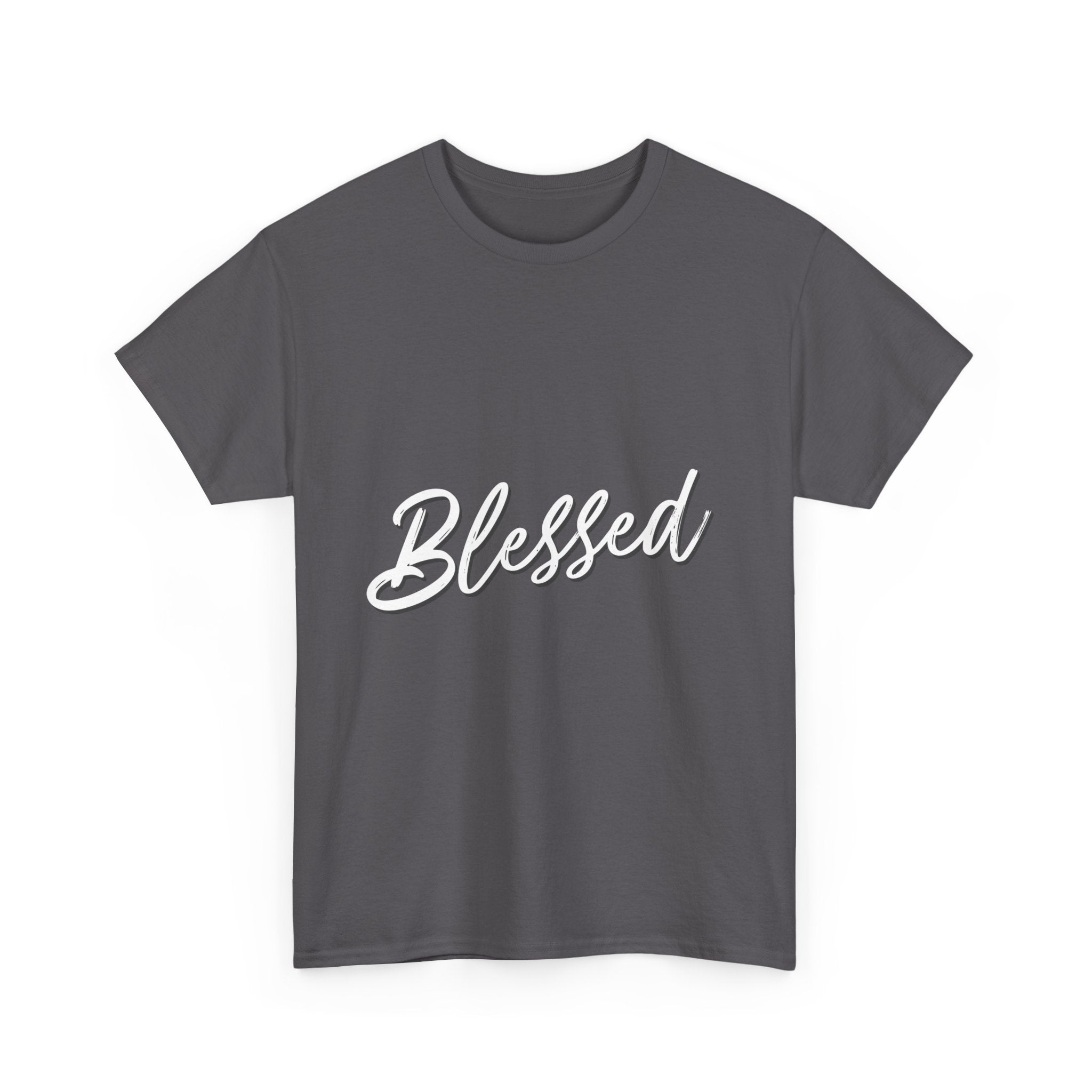 Blessed Lettered T-Shirt – Soft Cotton Tee with Subtle Gratitude Script – A Quiet Reminder of Faith, Grace & Inner Peace