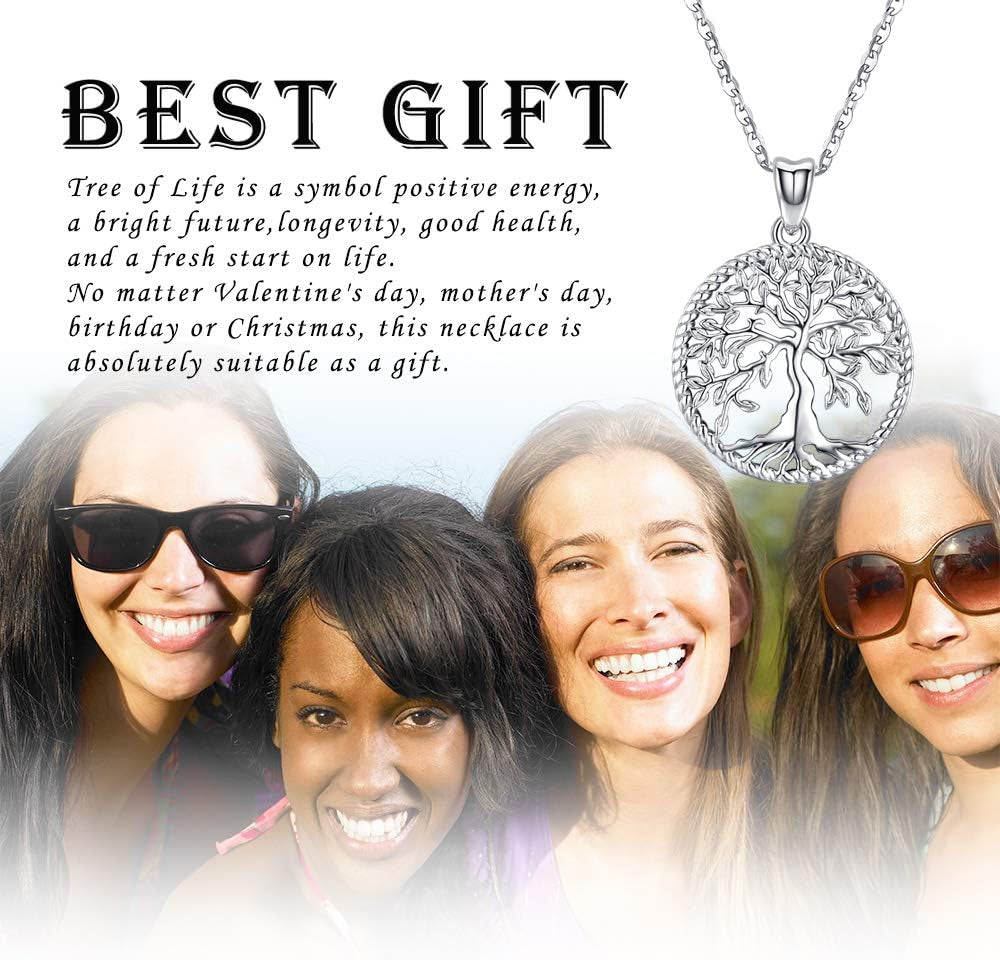 Tree of Life Necklace, Sterling Silver Pendant for Women Necklaces Jewelry (With Fine Gift Box)