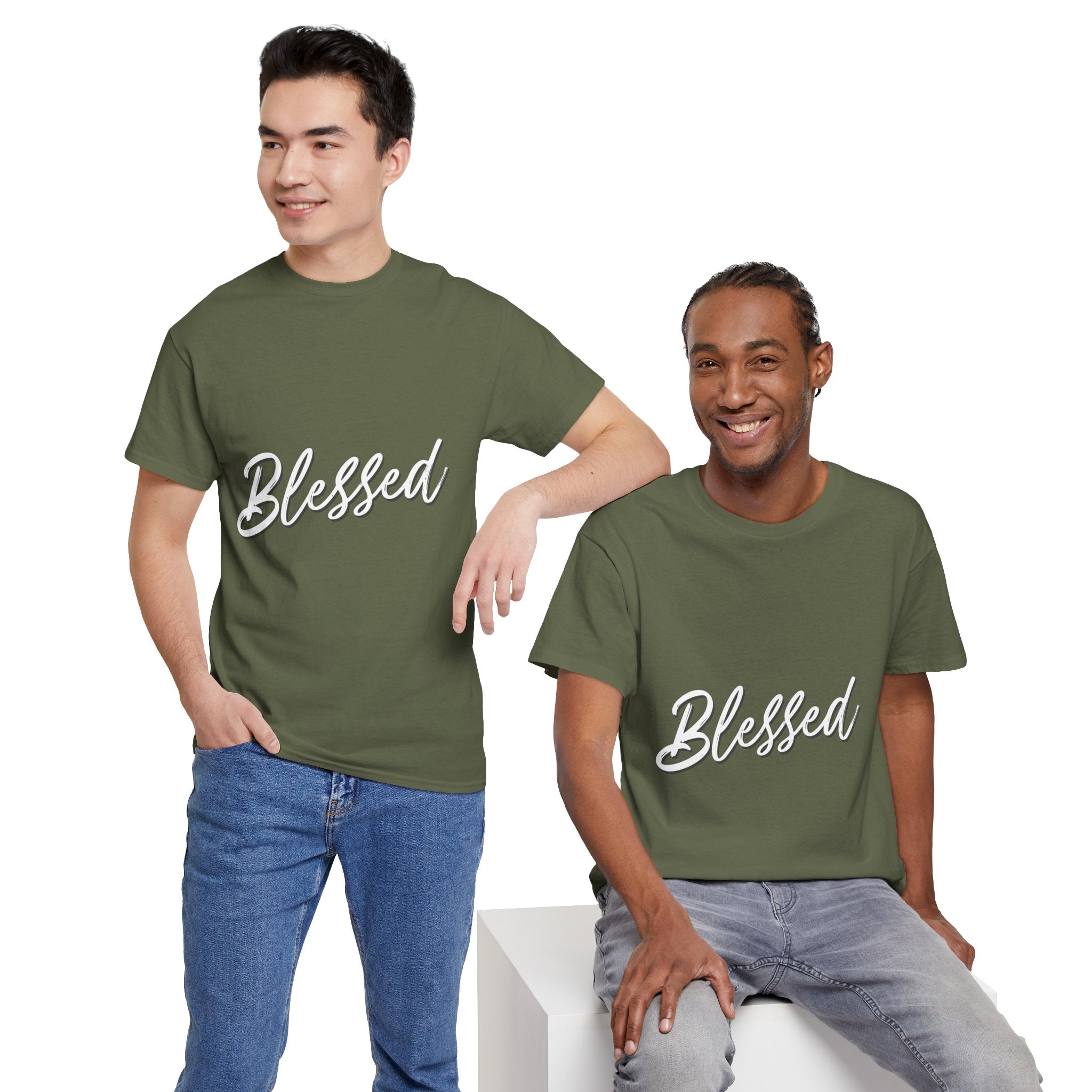 Blessed Lettered T-Shirt – Soft Cotton Tee with Subtle Gratitude Script – A Quiet Reminder of Faith, Grace & Inner Peace