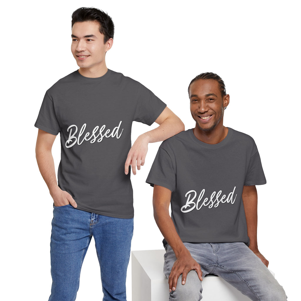 Blessed Lettered T-Shirt – Soft Cotton Tee with Subtle Gratitude Script – A Quiet Reminder of Faith, Grace & Inner Peace