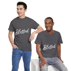 Blessed Lettered T-Shirt – Soft Cotton Tee with Subtle Gratitude Script – A Quiet Reminder of Faith, Grace & Inner Peace