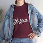 Blessed Lettered T-Shirt – Soft Cotton Tee with Subtle Gratitude Script – A Quiet Reminder of Faith, Grace & Inner Peace