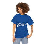 Blessed Lettered T-Shirt – Soft Cotton Tee with Subtle Gratitude Script – A Quiet Reminder of Faith, Grace & Inner Peace