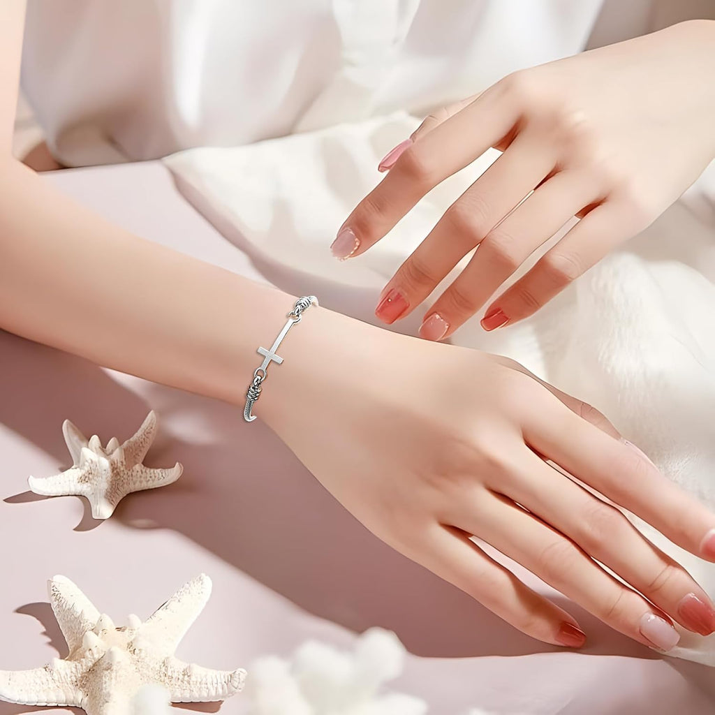 Product Title: Christian Cross Bracelet – “God Is Within Her She Will Not Fall” Bible Verse, Inspirational Stainless Steel Gift for Women, Daughter, Best Friend