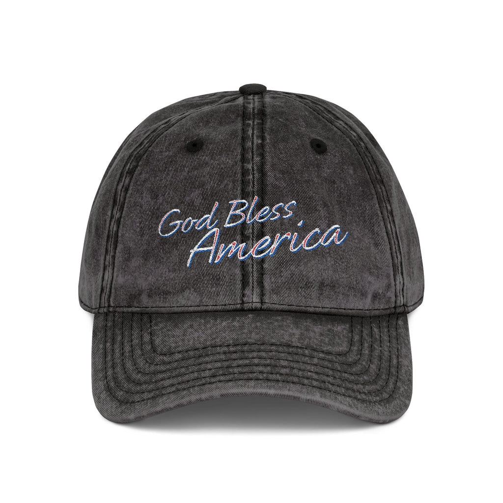 God Bless America Vintage Embroidered Cap – Distressed Patriotic Hat – A Quiet Badge of Faith, Freedom & Everyday Gratitude