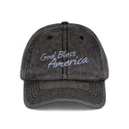 God Bless America Vintage Embroidered Cap – Distressed Patriotic Hat – A Quiet Badge of Faith, Freedom & Everyday Gratitude