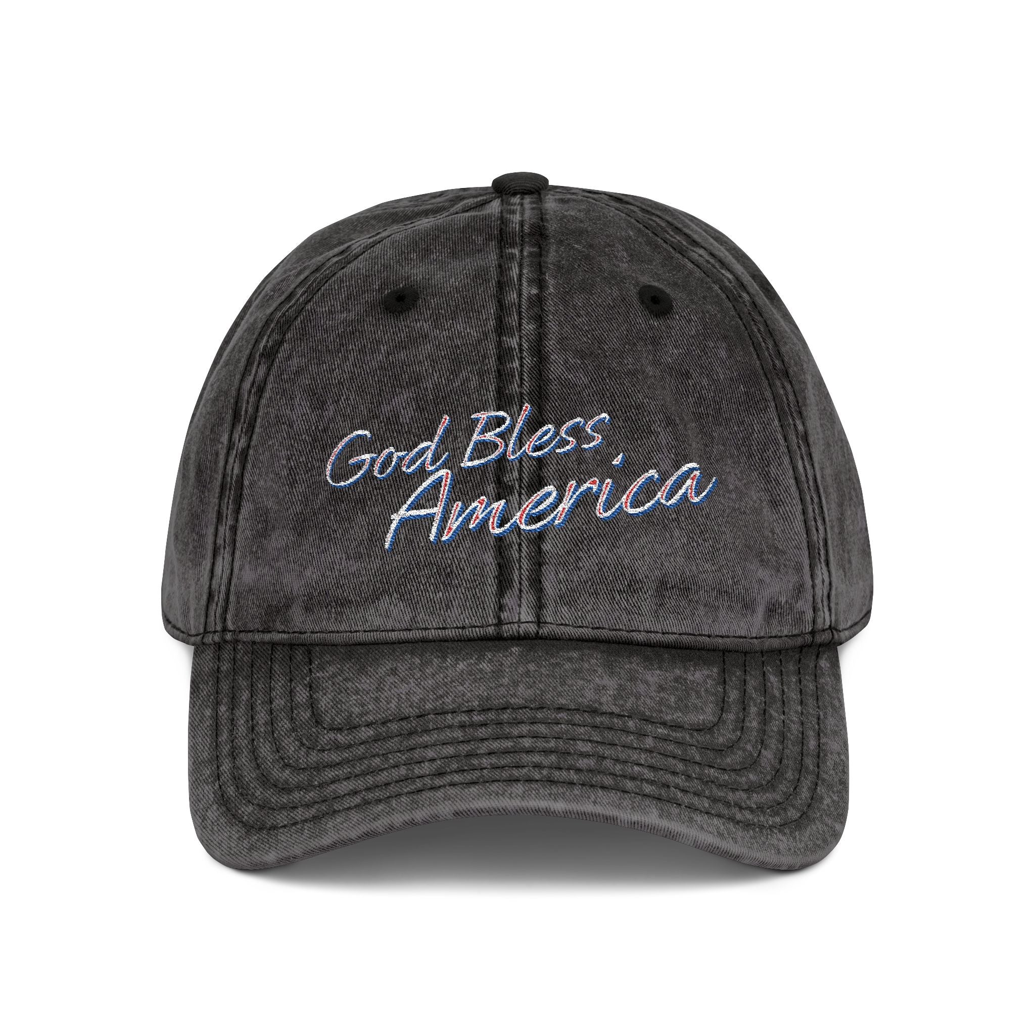 God Bless America Vintage Embroidered Cap – Distressed Patriotic Hat – A Quiet Badge of Faith, Freedom & Everyday Gratitude